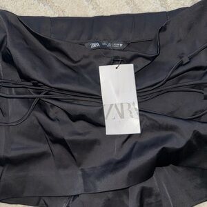 Zara Midnight Black Satin Skort